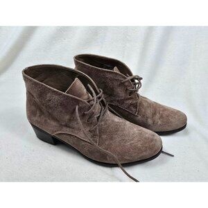 White Mountain Womens  Size 10 Suede Lace-Up Chukka Ankle Boots Taupe
